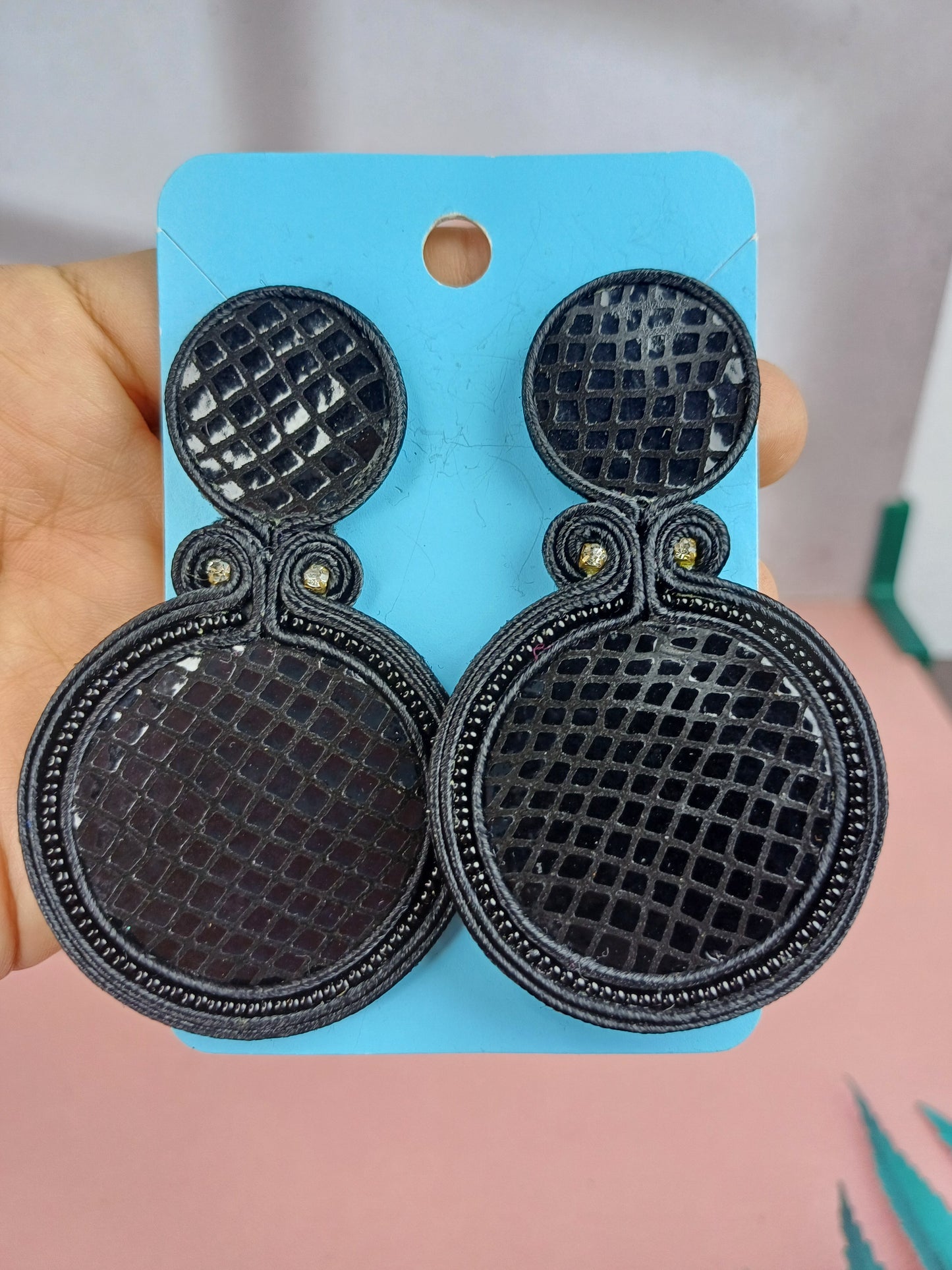 Maxi Arete Doble en Cuero