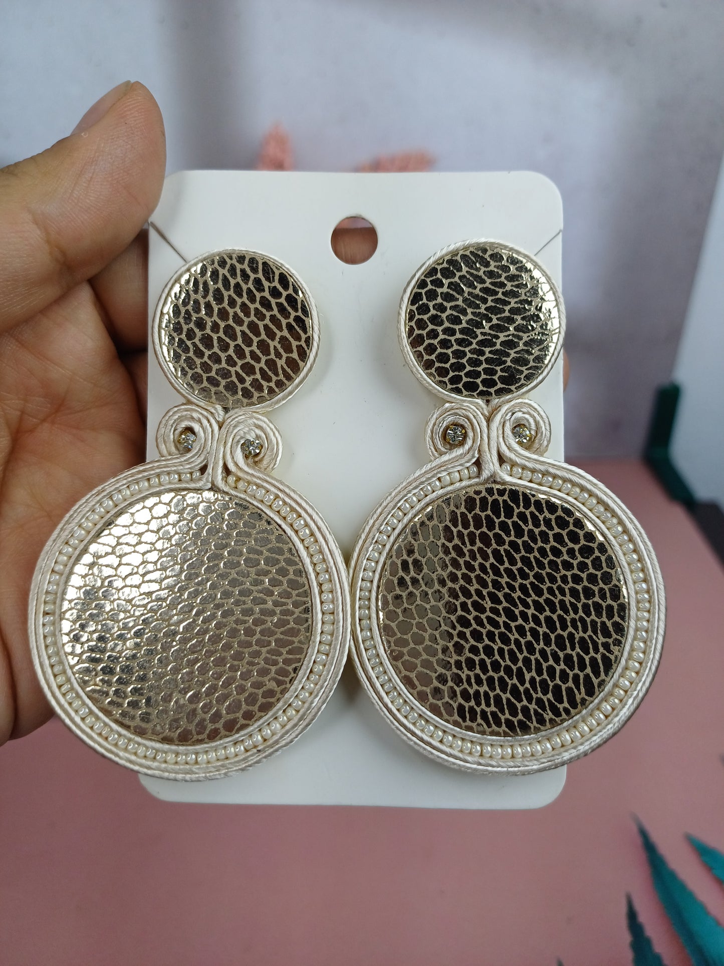 Maxi Arete Doble en Cuero