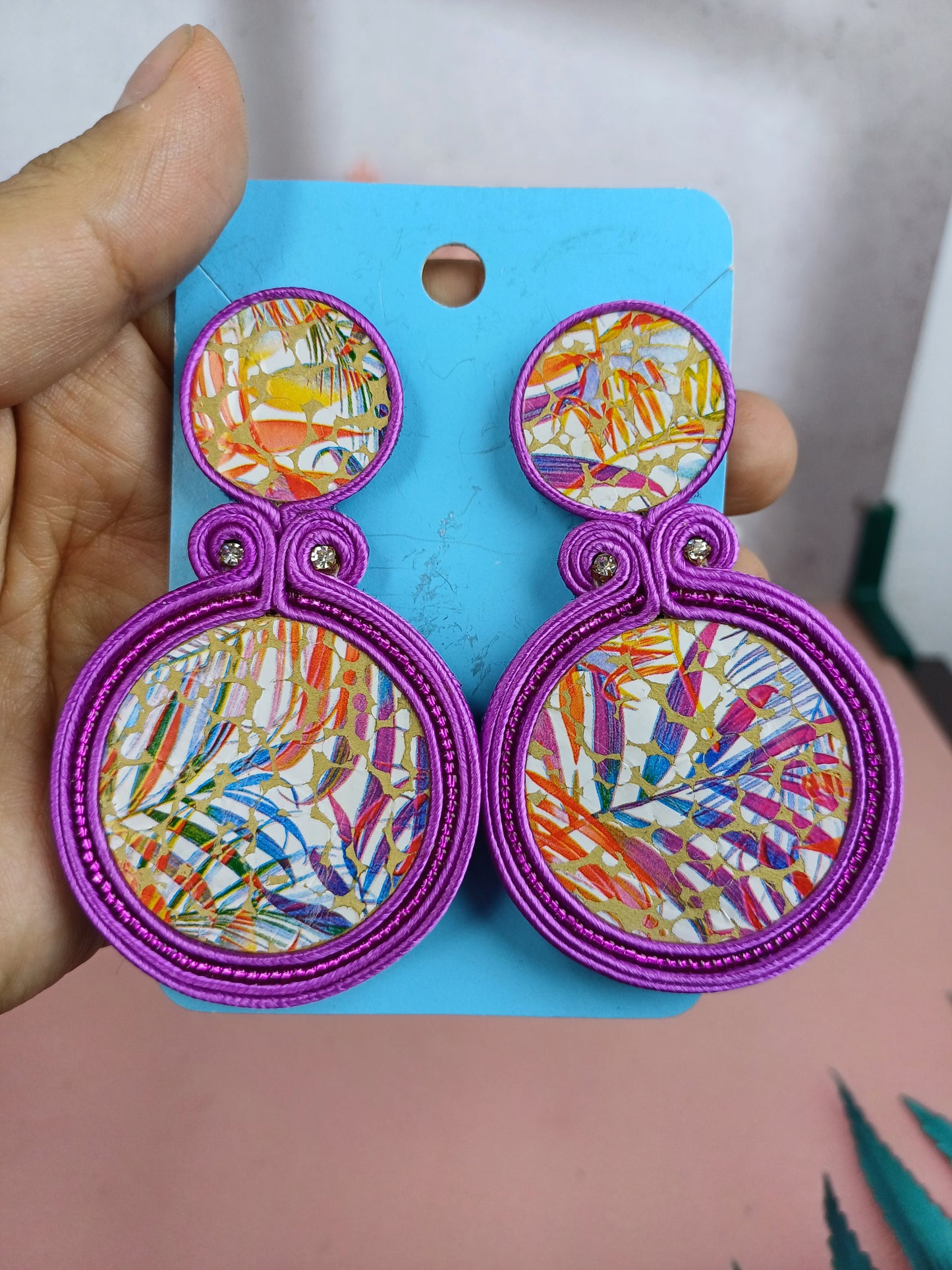 Maxi Arete Doble en Cuero