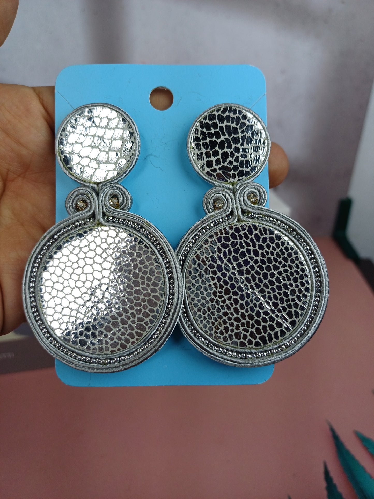 Maxi Arete Doble en Cuero