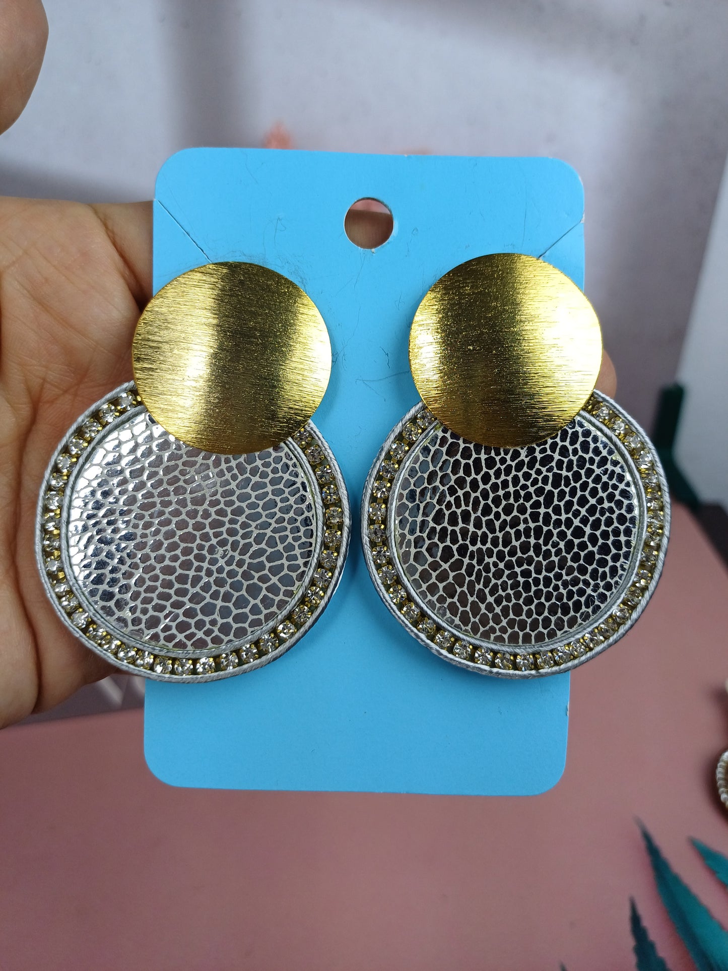 Maxi Arete Tejido en Cuero sencillo