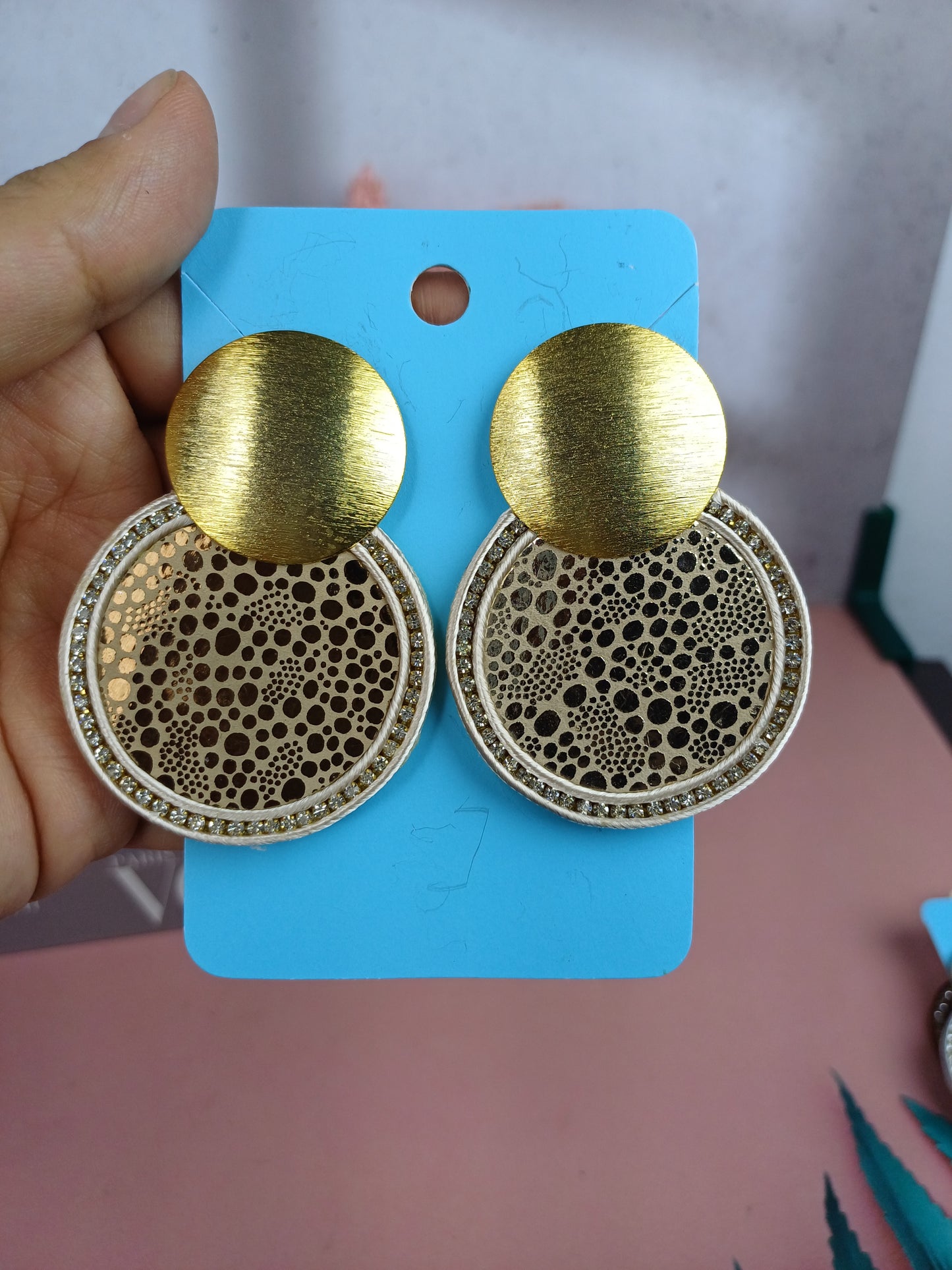 Maxi Arete Tejido en Cuero sencillo