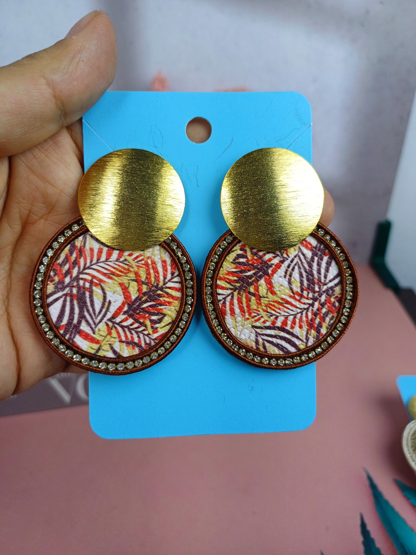 Maxi Arete Tejido en Cuero sencillo