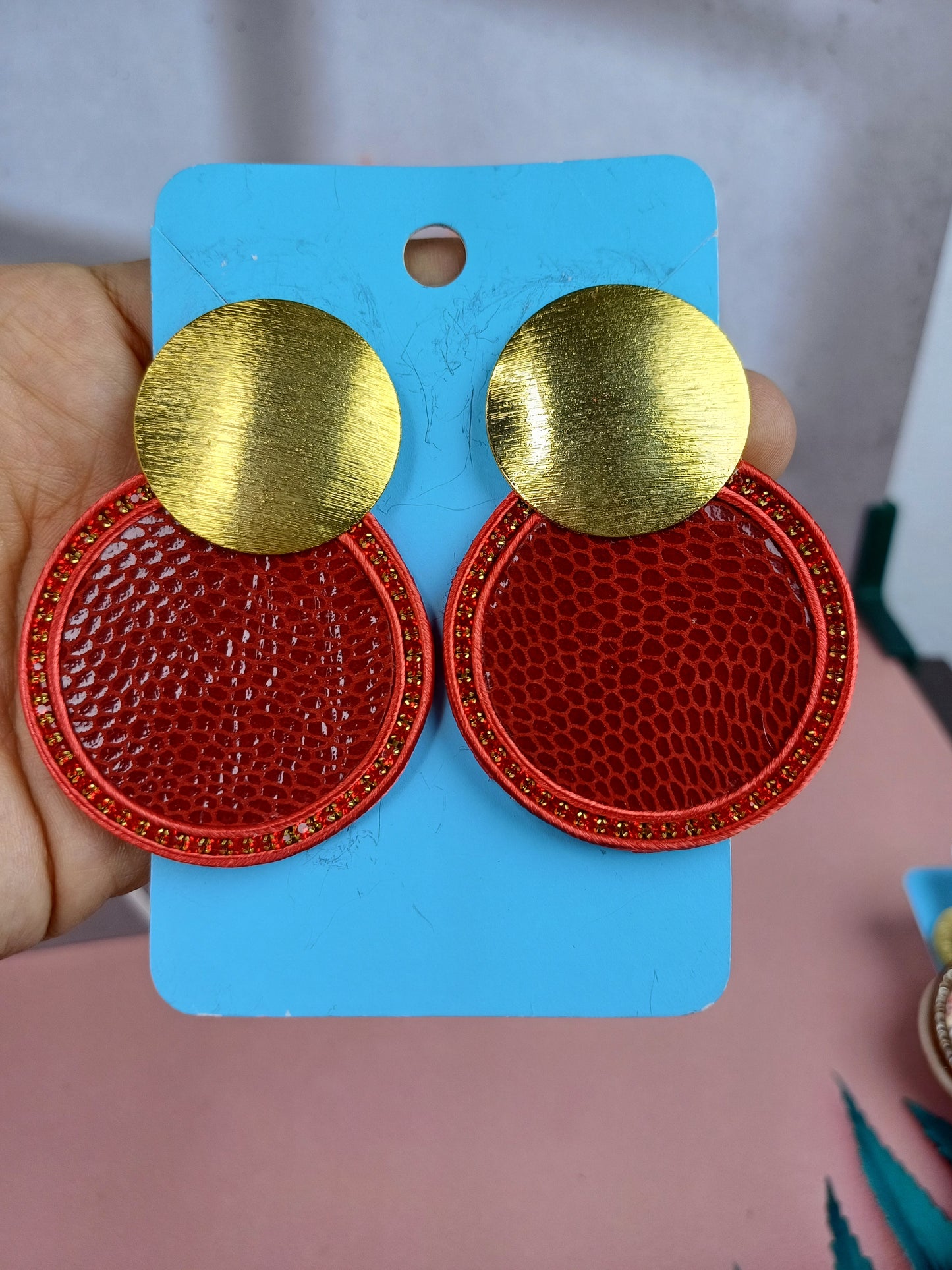 Maxi Arete Tejido en Cuero sencillo