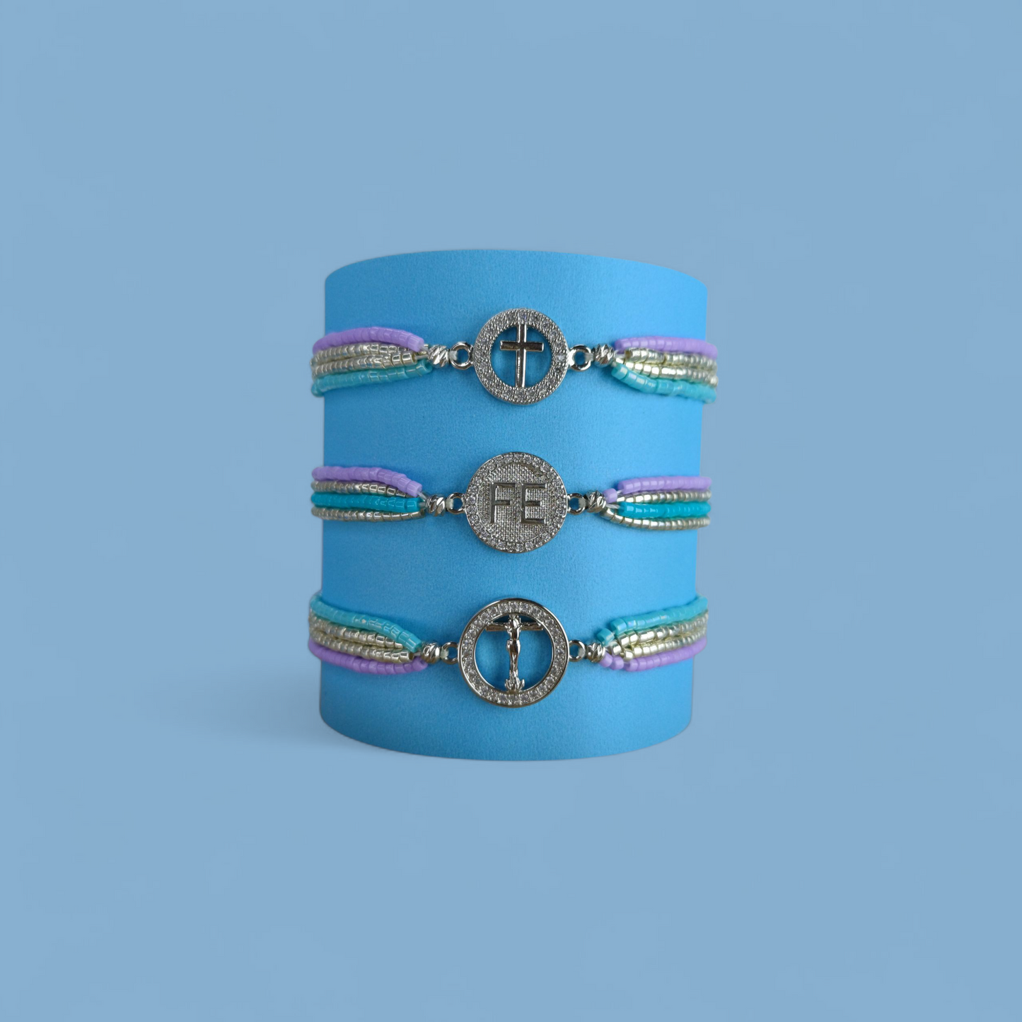 Pulsera Dijes Religiosos Plateados