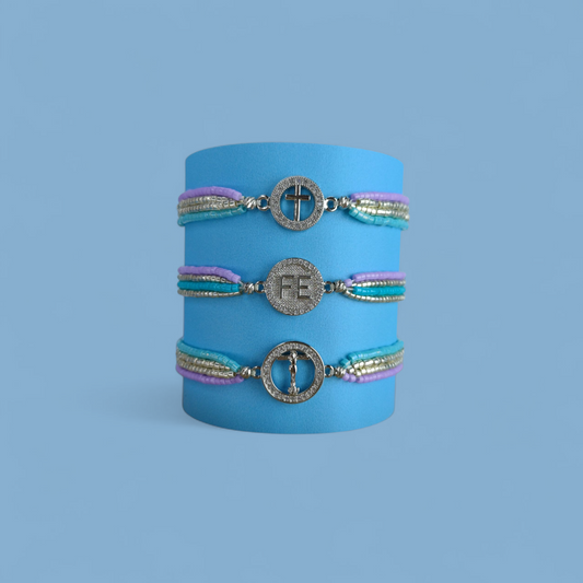 Pulsera Dijes Religiosos Plateados