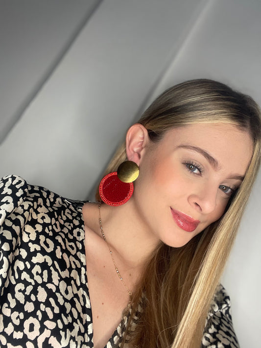 Maxi Arete Tejido en Cuero sencillo