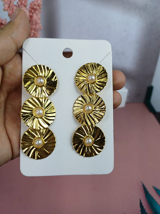 Arete bronce triple con perla