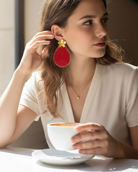 Maxi Arete Tejido en Gota