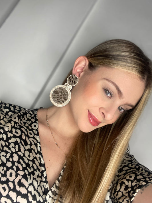 Maxi Arete Doble en Cuero